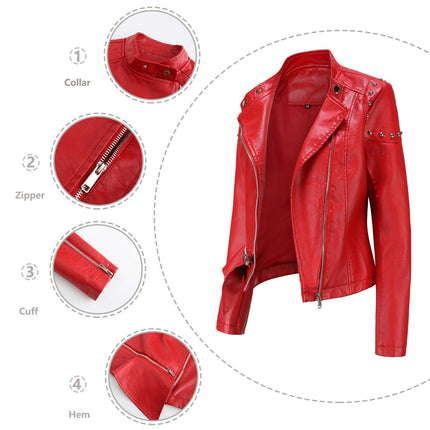 Women's Faux Leather Jacket Casual Lightweight Outerwear Short Coats