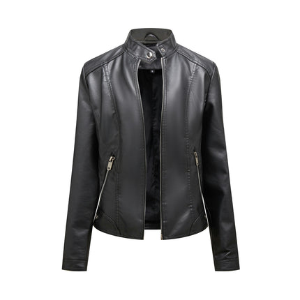 Women's Faux Leather Motocross Racer Jacket Short Coats