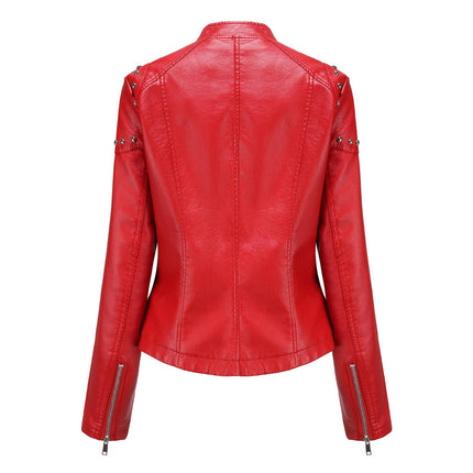 Women's Faux Leather Jacket Casual Lightweight Outerwear Short Coats