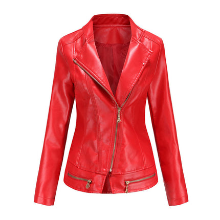 Women's Faux Leather Jacket Casual Long Sleeve Outerwear Short Coats