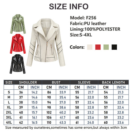 Women's Faux Leather Jackets Zip Up Short PU Moto Biker Outwear Slim Coat