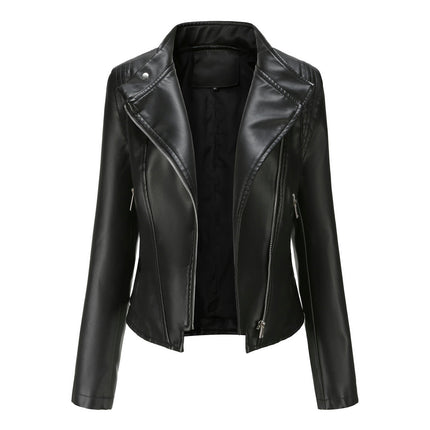 Women's Faux Leather Jacket - Moto Biker Short Coat Casual Jackets