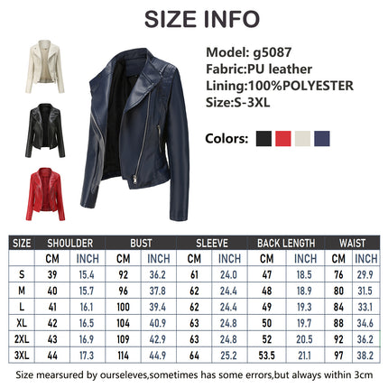 Women's Faux Leather Jacket - Moto Biker Short Coat Casual Jackets