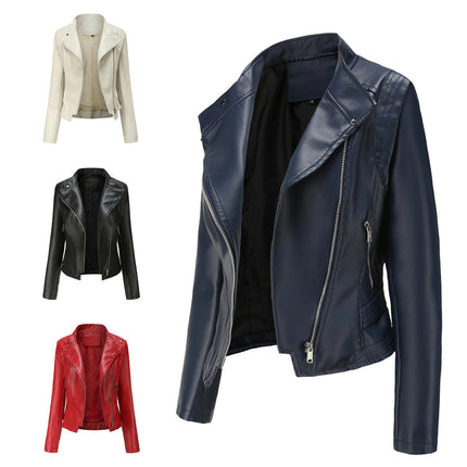 Women's Faux Leather Jacket - Moto Biker Short Coat Casual Jackets