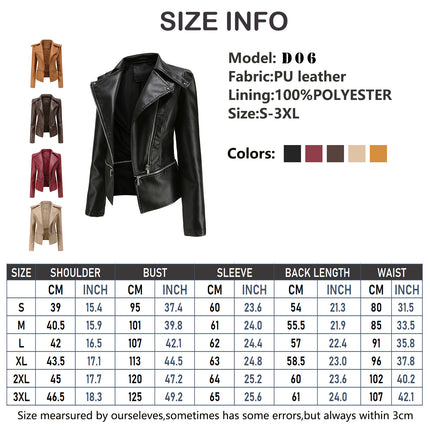 Women's Faux Leather Jacket Slim Fit Motorcycle Biker Jacket Coat