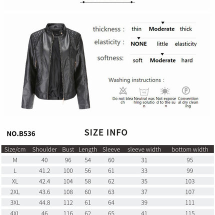 Faux Leather Jacket For Women Short PU Slim Zip Up Moto Biker Coat