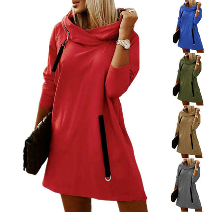 Women's Pullover Hooded Sweatshirt Casual Long Sleeve Dress Coat