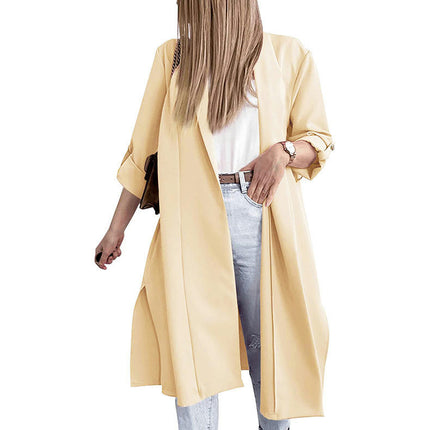 Women's Long Sleeve Open Front Fit Long Cardigans Coats