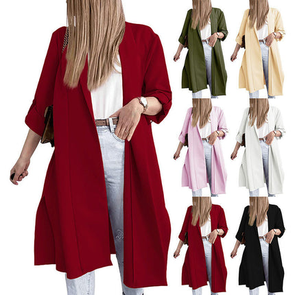 Women's Long Sleeve Open Front Fit Long Cardigans Coats