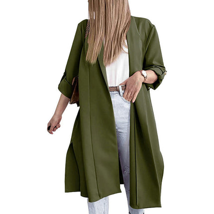 Women's Long Sleeve Open Front Fit Long Cardigans Coats