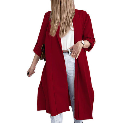 Women's Long Sleeve Open Front Fit Long Cardigans Coats