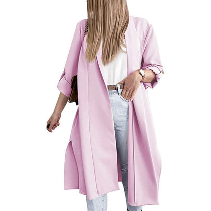 Women's Long Sleeve Open Front Fit Long Cardigans Coats