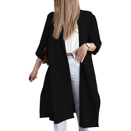 Women's Long Sleeve Open Front Fit Long Cardigans Coats