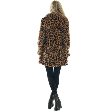 Women's Faux Fur Jackets Autumn Winter Leopard Coats Loose Fur Coat