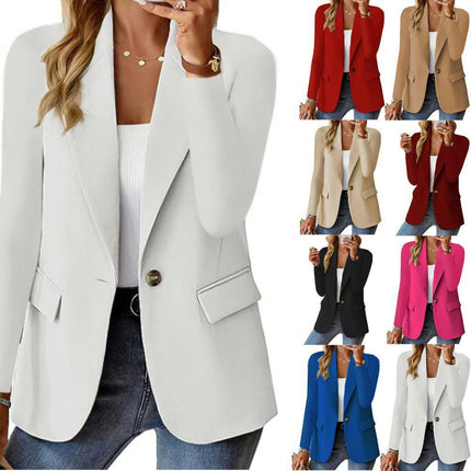 Women's Casual Long Sleeve Blazers Solid Color Blazer Work Office Open Front Blazer Jacket