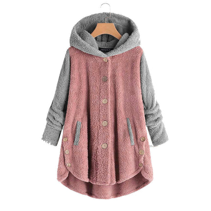 Women's Winter Long Sleeve Fuzzy Fleece Hooded Cardigans Jacket Coats with Pocket