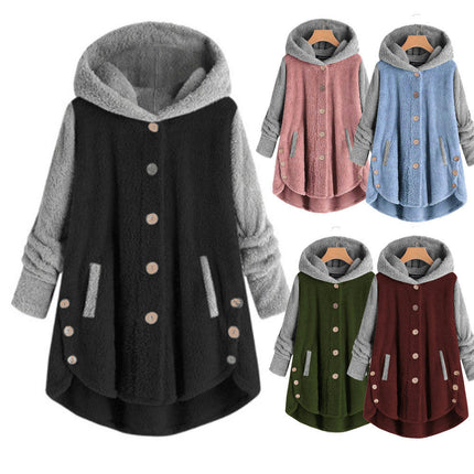 Women's Winter Long Sleeve Fuzzy Fleece Hooded Cardigans Jacket Coats with Pocket