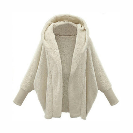 Women's Winter Long Sleeve Solid Fuzzy Open Front Hooded Cardigans Jacket Coat