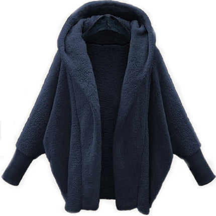 Women's Winter Long Sleeve Solid Fuzzy Open Front Hooded Cardigans Jacket Coat