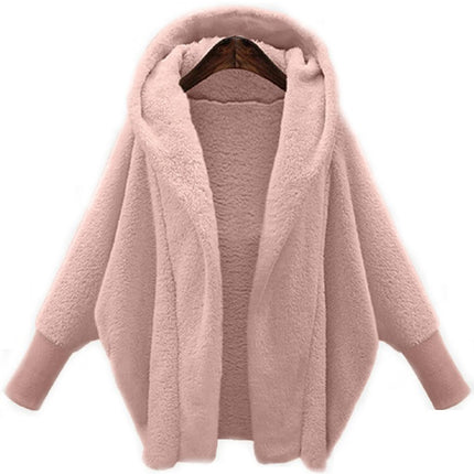 Women's Winter Long Sleeve Solid Fuzzy Open Front Hooded Cardigans Jacket Coat