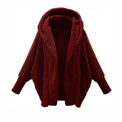 Women's Winter Long Sleeve Solid Fuzzy Open Front Hooded Cardigans Jacket Coat