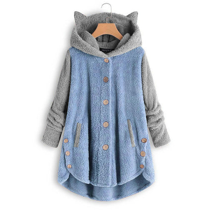 Women's Winter Coats Fuzzy Hooded Jackets Button Down Warm Jacket