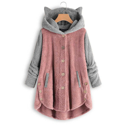 Women's Winter Coats Fuzzy Hooded Jackets Button Down Warm Jacket