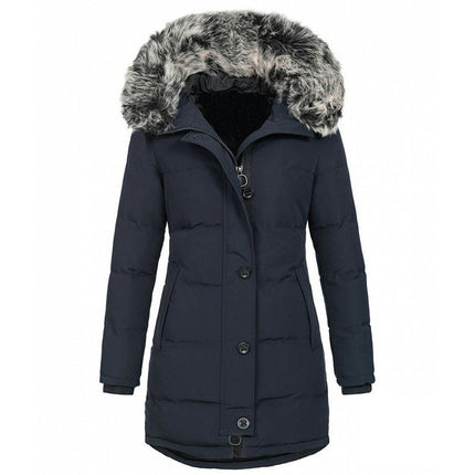 Women's Winter Thicken Puffer Coat Warm Jacket with Faux Fur Hood