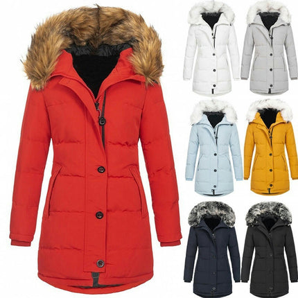 Women's Winter Thicken Puffer Coat Warm Jacket with Faux Fur Hood