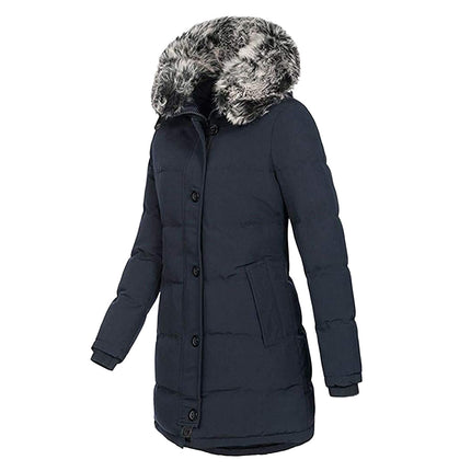 Women's Winter Thicken Puffer Coat Warm Jacket with Faux Fur Hood