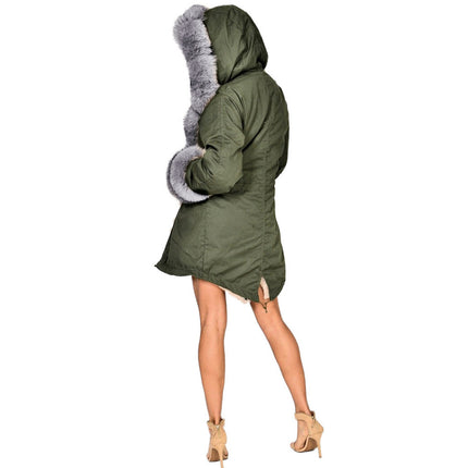 Women Thicken Warm Winter Coat Hood Parka Faux Fur Overcoat Jacket