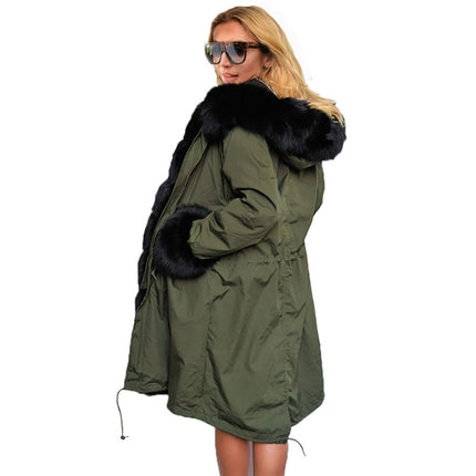 Women Thicken Warm Winter Coat Hood Parka Faux Fur Overcoat Jacket