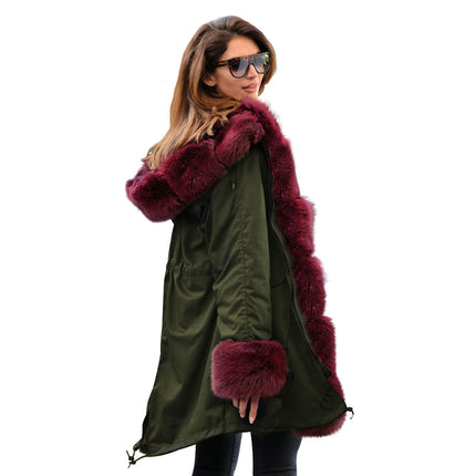 Women Thicken Warm Winter Coat Hood Parka Faux Fur Overcoat Jacket