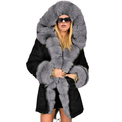 Women Thicken Warm Winter Coat Hood Parka Faux Fur Overcoat Jacket