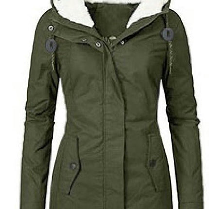 Women's Warm Winter Coat Thicken Fleece Lined Parka Jacket With Hood