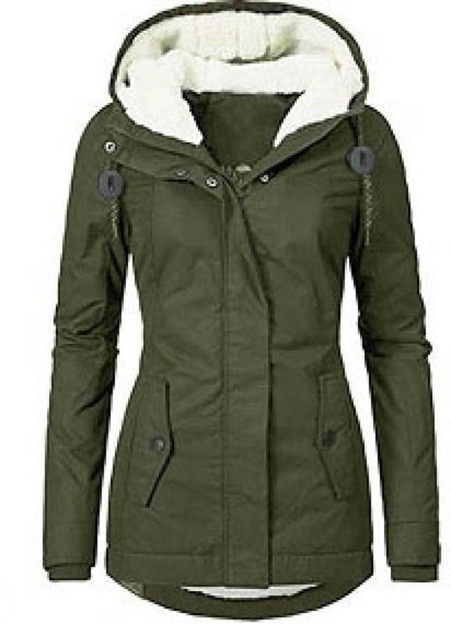 Women's Warm Winter Coat Thicken Fleece Lined Parka Jacket With Hood