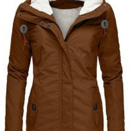 Women's Warm Winter Coat Thicken Fleece Lined Parka Jacket With Hood