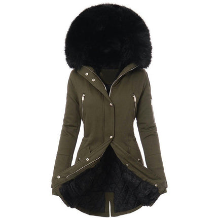 Women's Winter Thicken Coat Warm Parka Jacket with Faux Fur Hood