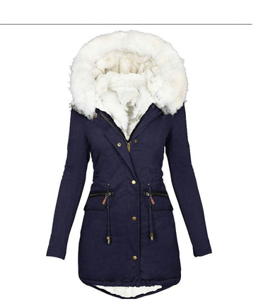 Women's Winter Thicken Coat Warm Fleece Lined Parka Jacket with Faux Fur Hood