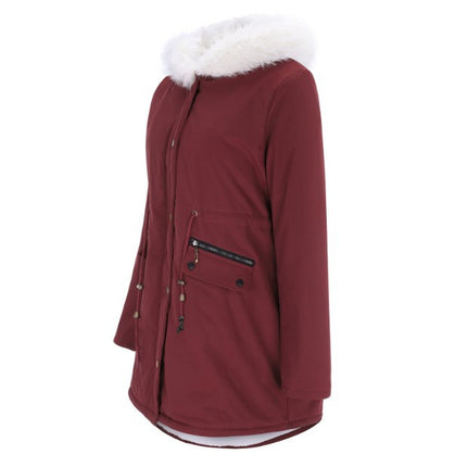 Women's Winter Thicken Coat Warm Fleece Lined Parka Jacket with Faux Fur Hood