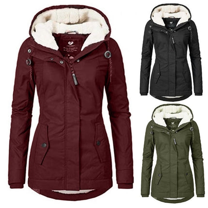 Women's Winter Warm Coat Thicken Fleece Lined Parka Jackets with Hood