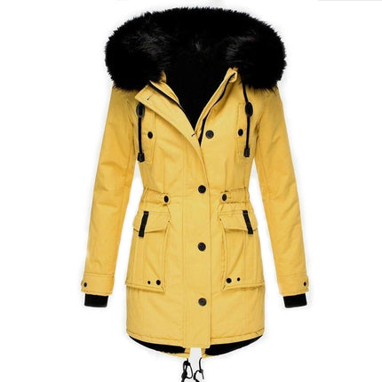 Women's Winter Thicken Fleece Lined Jacket Faux Fur Hooded Parka Coat