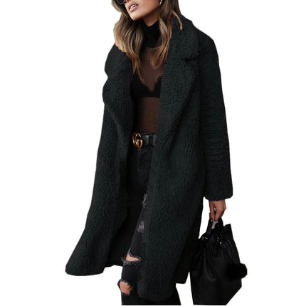 Women's Fuzzy Fleece Lapel Open Front Long Cardigan Coat Faux Fur Warm Winter Jackets