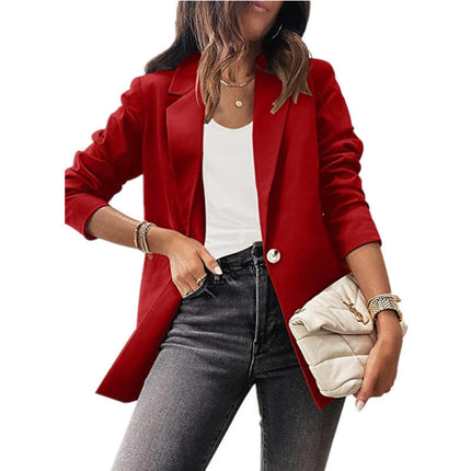 Women's Long Sleeve Formal Notch Lapel Button Down Blazer Jacket