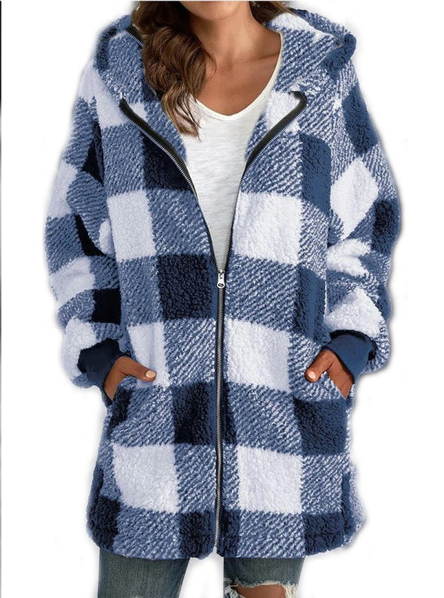 Women Sherpa Jackets Fuzzy Fleece Hoodies Zip Up Outerwear Coat With Pockets