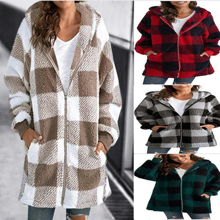 Women Sherpa Jackets Fuzzy Fleece Hoodies Zip Up Outerwear Coat With Pockets