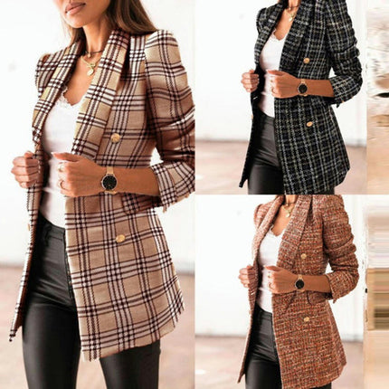 Women's Long Sleeve Blazer Slim Fit Lapel Button Down Jacket Coats Work Office Blazers