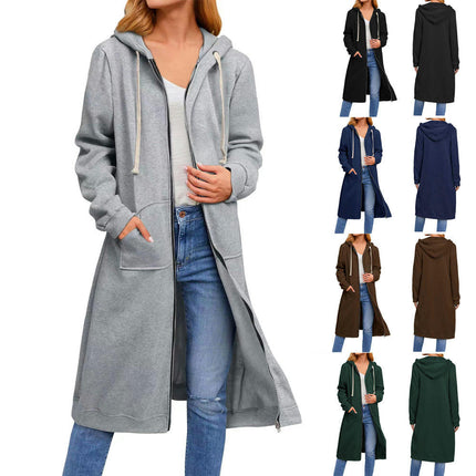 Women Casual Zip up Hoodies Tunic Sweatshirt Long Hoodie Jacket