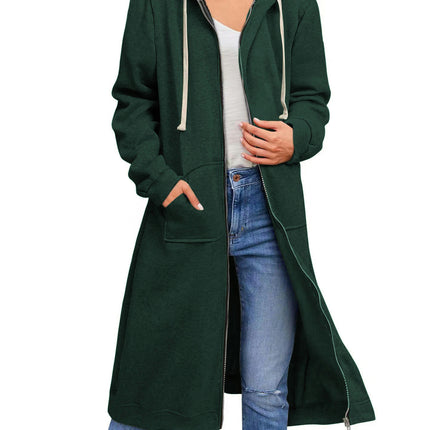 Women Casual Zip up Hoodies Tunic Sweatshirt Long Hoodie Jacket