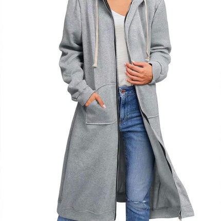 Women Casual Zip up Hoodies Tunic Sweatshirt Long Hoodie Jacket